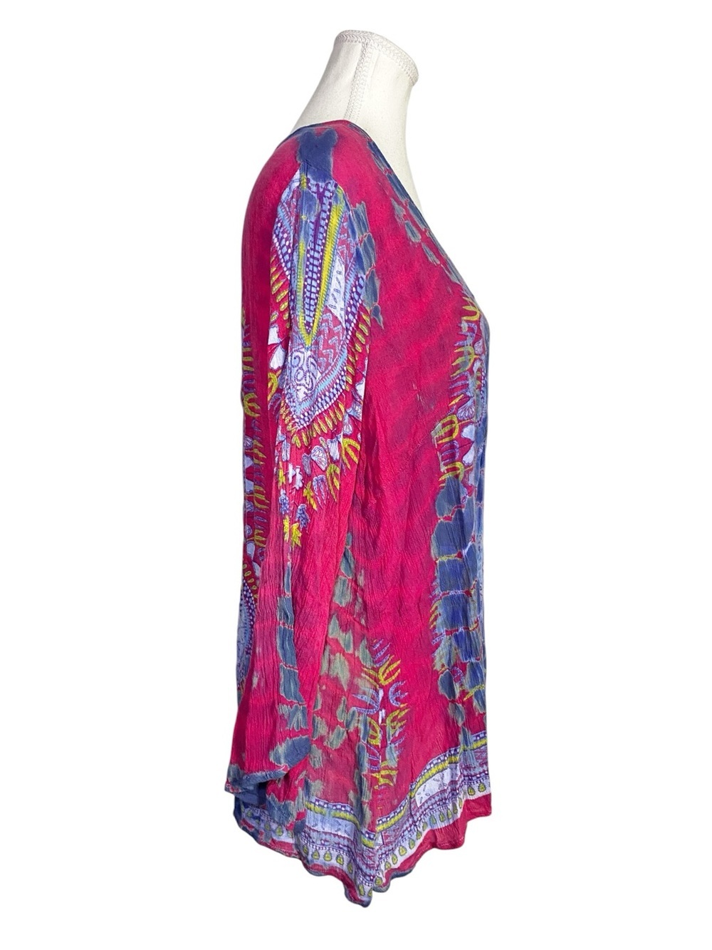 Greater Good | Pink & Purple Boho Print Crinkle Tunic Top - Picture 3 of 14